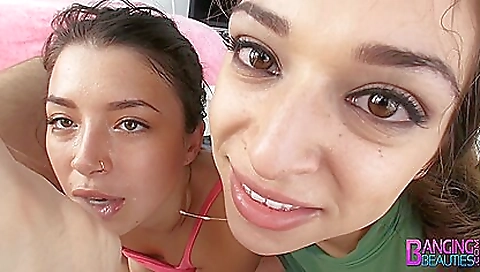 Banging Beauties POV Double Blowjob Babes